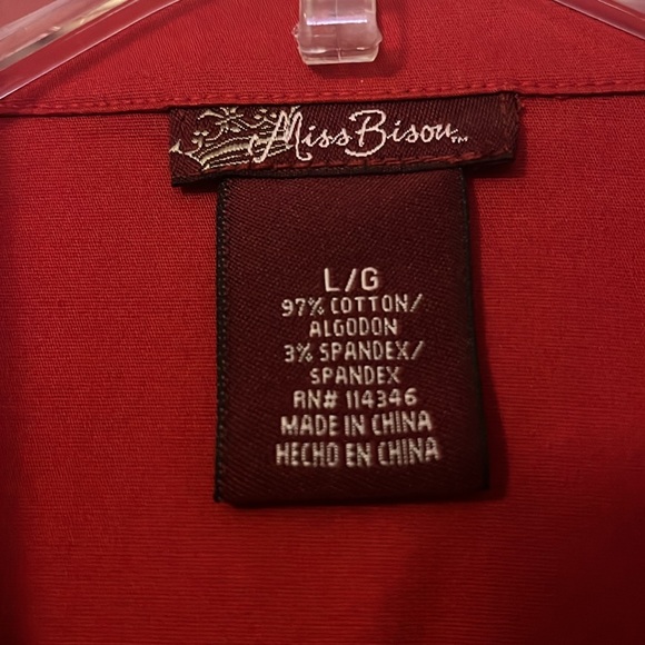 Miss Bison Buttoned Short Sleeve Blouse - Picture 3 of 4